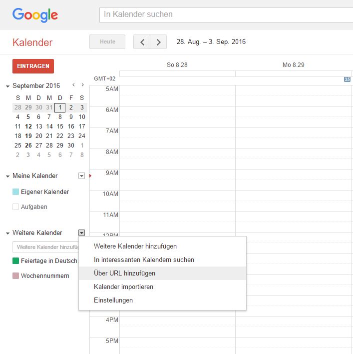 Google Kalender Abo per URL