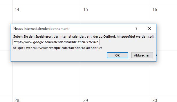Outlook Kalender Abo URL